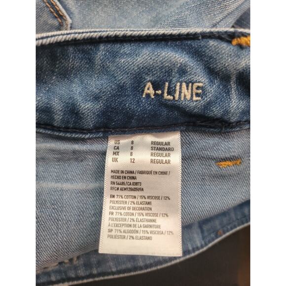 American Eagle A-Line Flare Jeans Women’s Sz 8 Wide Leg 70's High Rise Stretch - Picture 5 of 8